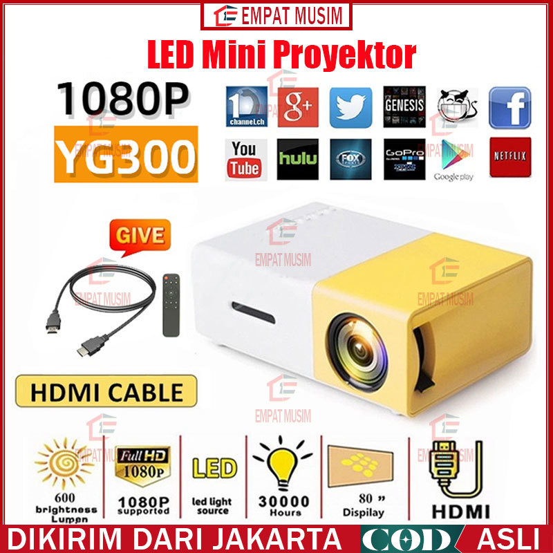 Proyektor Mini 1080P  LED YG300/YG 300 PRO LCD Portable Projector Home / LED Mini Proyektor Set NEW 