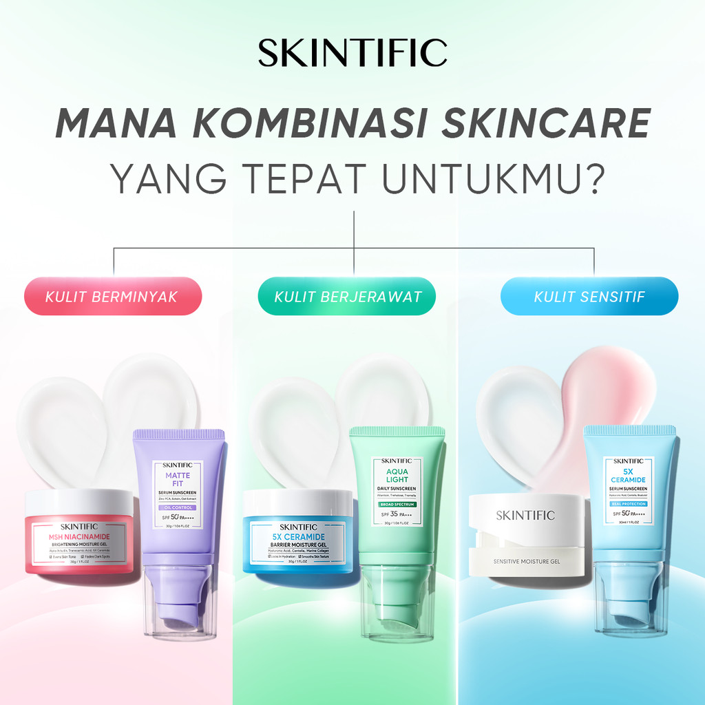 [2in1]Skintific Sunscreen & Moisturizer Skincare Paket - MSH Niacinamide Brightening Moisture Gel  A
