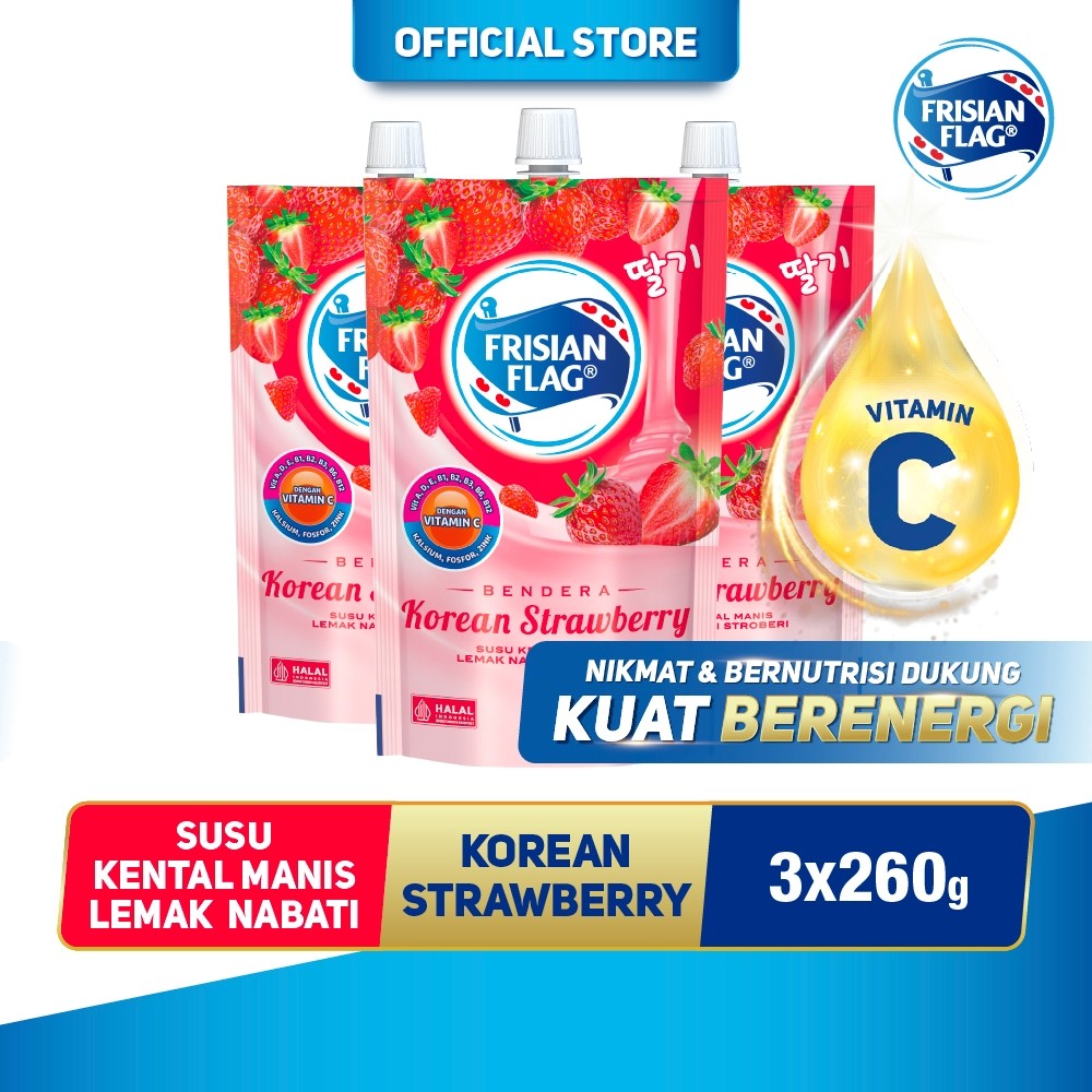 

Frisian Flag Bendera Kental Manis Korean Strawberry Pouch 260g x 3