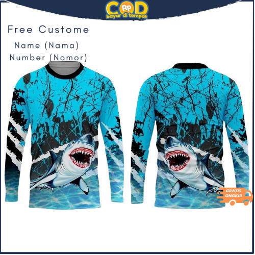 Jersey Baju Mancing Premium Ikan Hiu Custome Nama / Number Dri Fit Milano Full Printing Vinus Sport