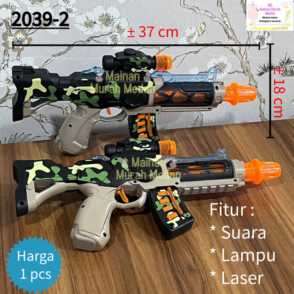 Mainan Murah Medan - Mainan Tembak Tembakan Army 2039-2 / Pistol Baterai Mainan Tembak Baterai