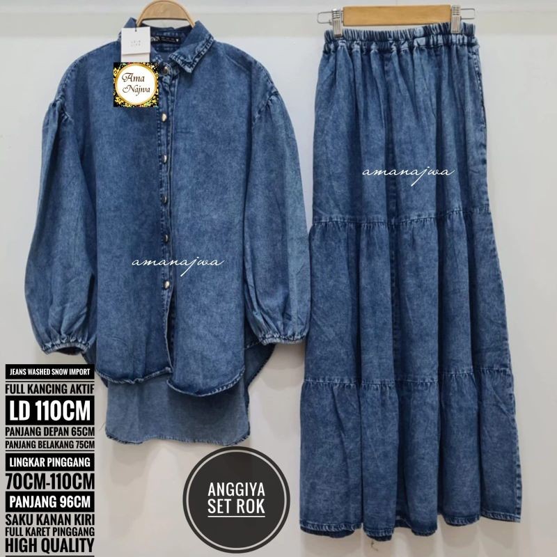 NEW ANGGIYA SET ROK JEANSWASH PREMIUM 2 UKURAN JUMBO FASHION WANITA