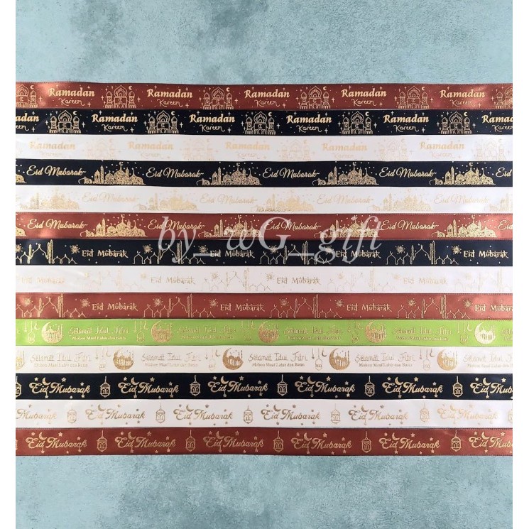 

Pita Idul Fitri - Satin - Mix Motif - Lebar 2.5 cm ; Panjang 20 Yard