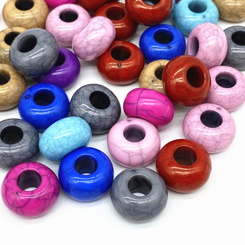 

20pcs 15x9mm Cracked Effect Big Hole Acrylic Oblate Loose Spacer Beads for Jewelry Making Necklaces Earrings Bracelets Handmade