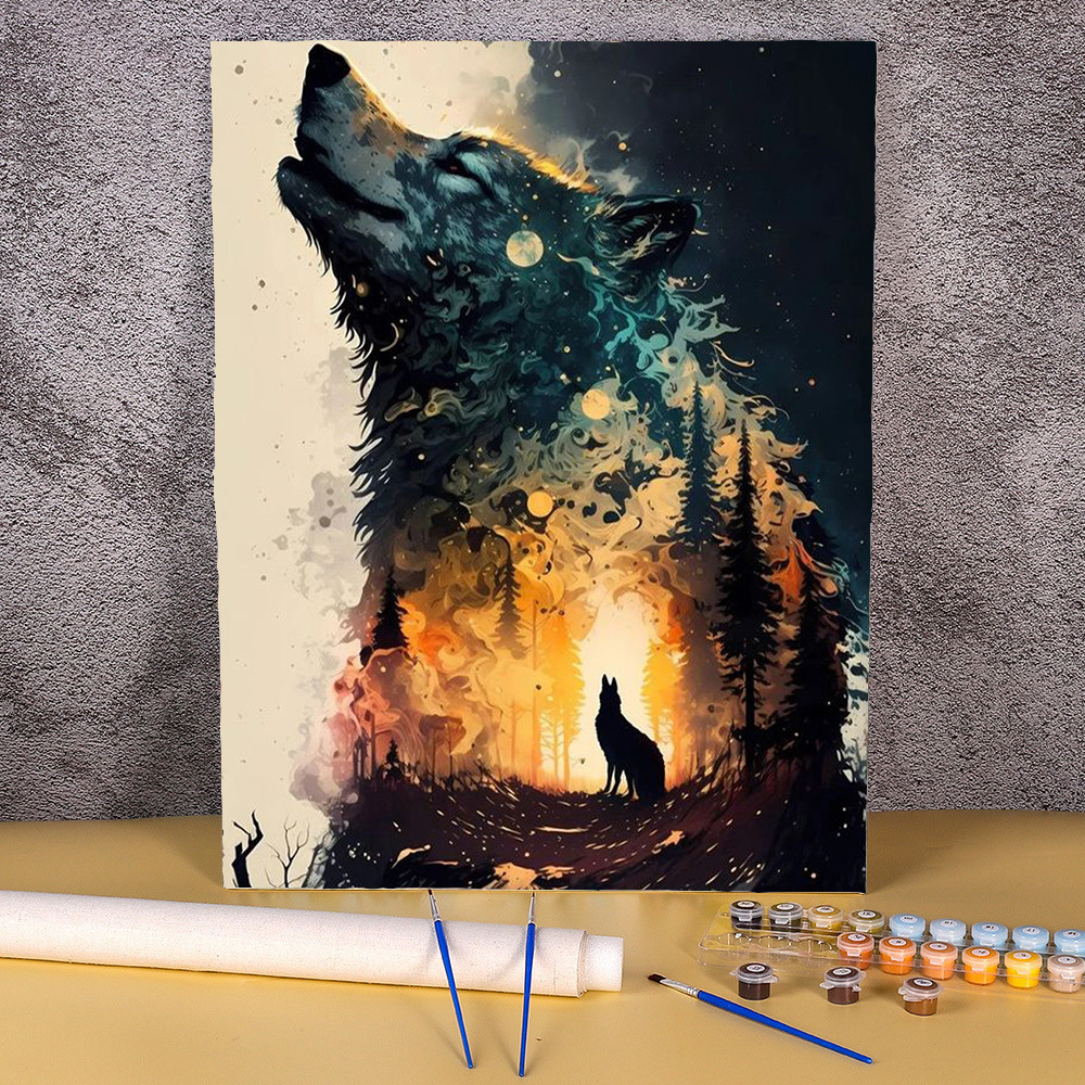 

Acrylic Painting By Numbers On Canvas Cartoon Wolf Coloring By Numbers Handicraft Picture Paint Kits Wall Art For Living Room