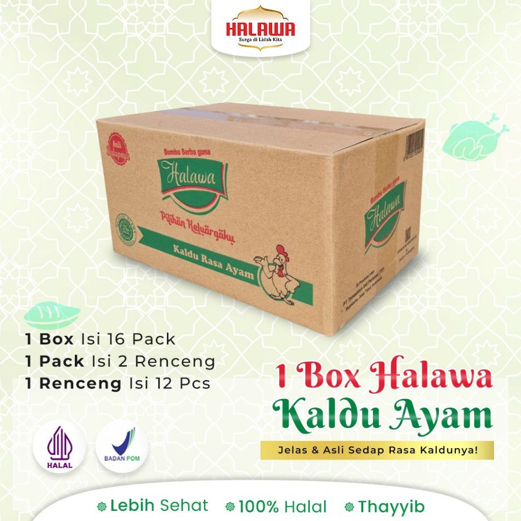 

Jual Murah Halawa 1 Karton Ayam Bumbu Masak | Kaldu & Penyedap Rasa Halal BPOM 100% Asli