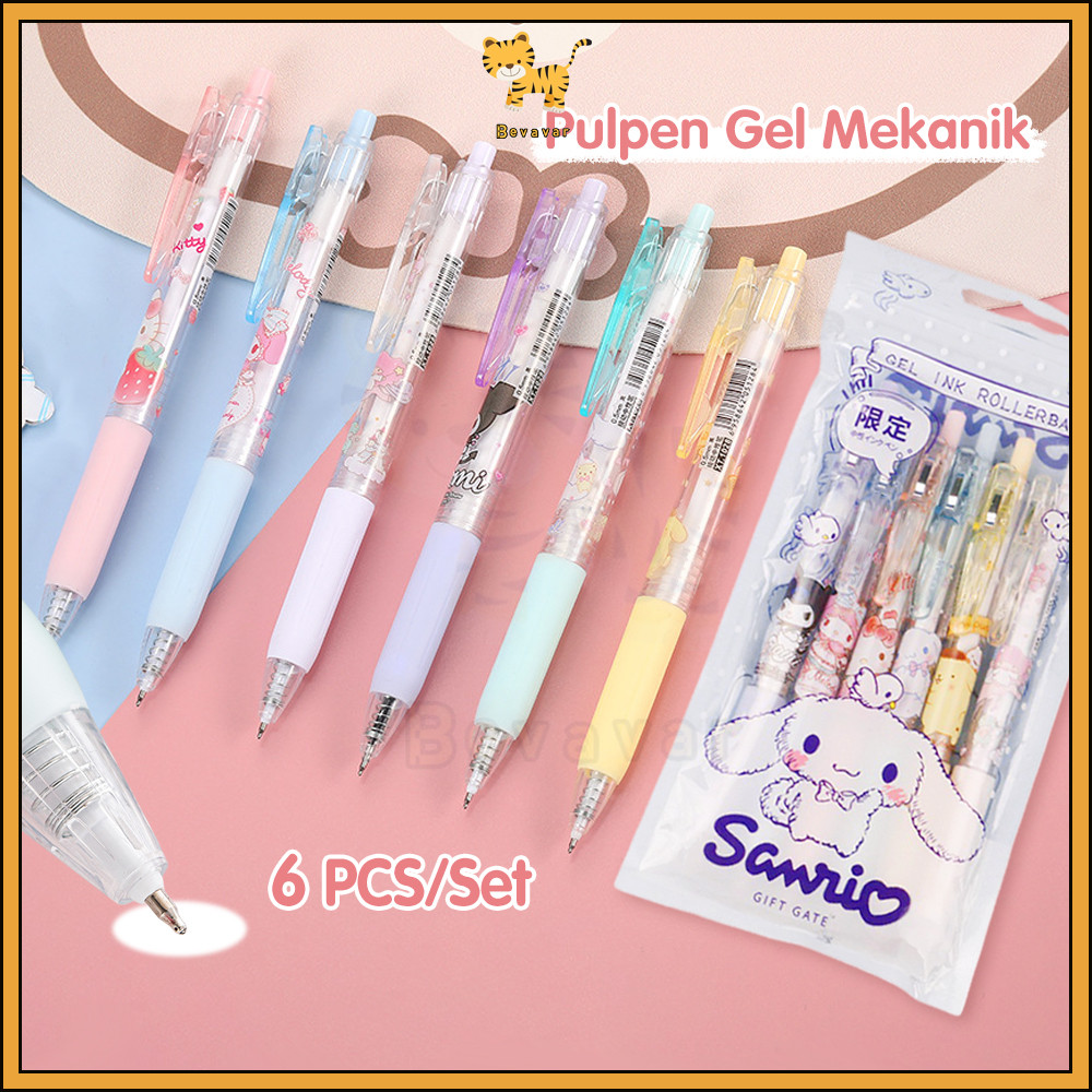 ID Bevavar Pulpen Gel Mekanik Lucu Karakter 6pcs/Ballpoint Mekanik Pulpen Set/Pulpen Aesthetic