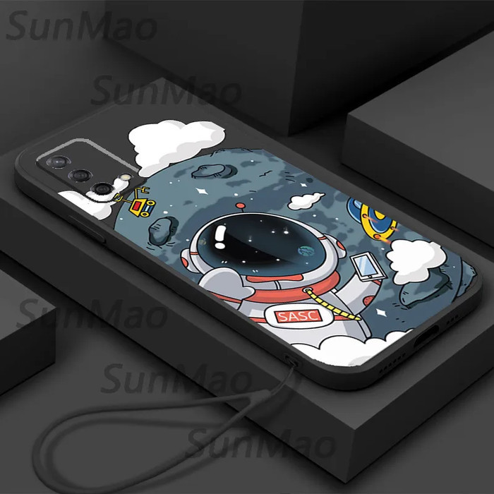 Soft Case OPPO A74 4G / A95 Cute Astronaut Cover CASE Silicone Square Casing FREE Tali