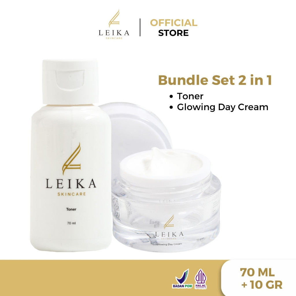 Leika Skincare 2 in 1 Glowing Day Cream & Toner Leika Skin Care Resmi BPOM