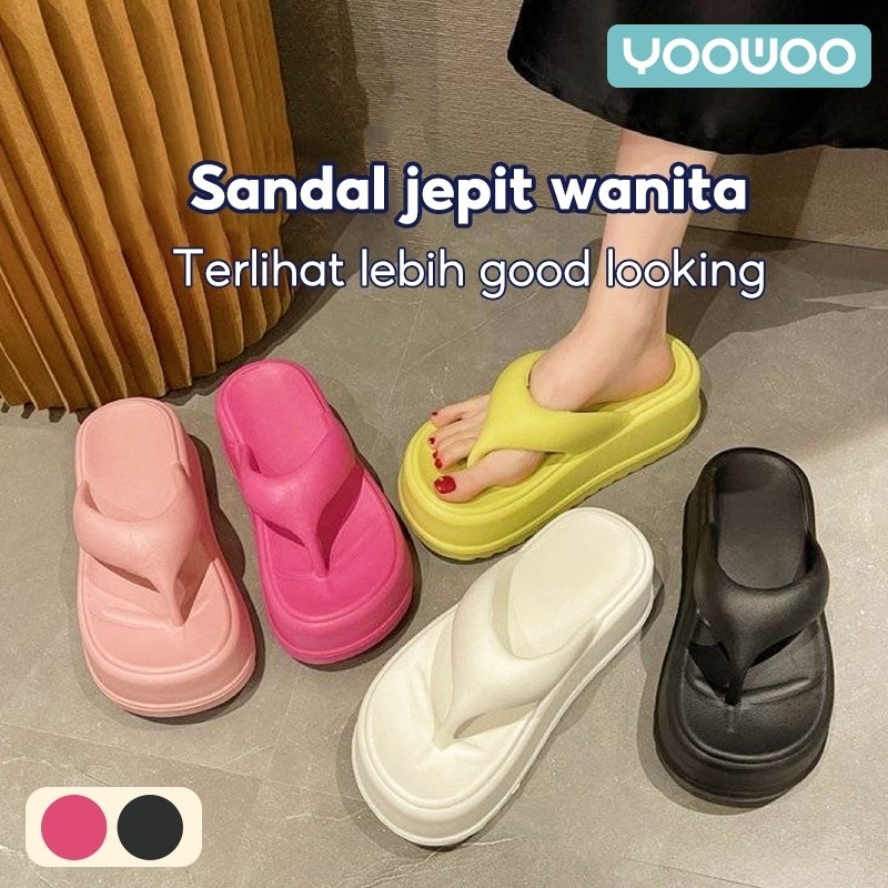 YooWoo Sandal Jepit Wanita / Sendal Jepit / Sandal Wedges Wanita / Sendal Wanita Tinggi 7cm Fashion 