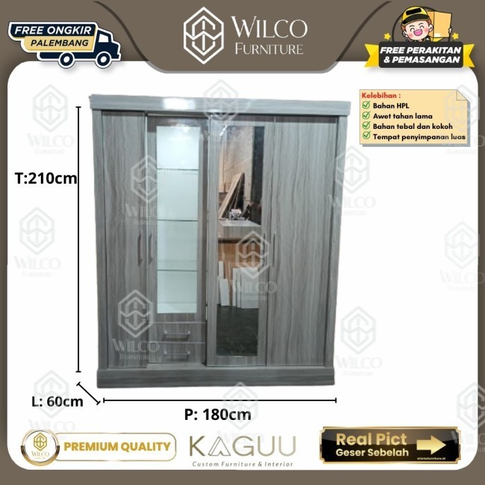 Lemari Pakaian 4 Pintu HPL TACO Kaguu / Lemari Baju Duco Palembang