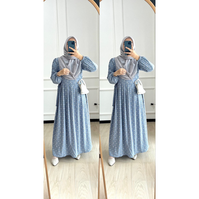 VR45KJ LYODRA MIDI DRES WANITA TERBARU ADA SIZE S M L XL BUSUI FRIENDLY / MIDI DRESS BUNGA / KOREAN 