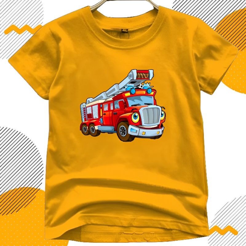 Baju Kaos Anak FireTruck pemadam kebakaran ( 2-10 Tahun )Cowok Cewek