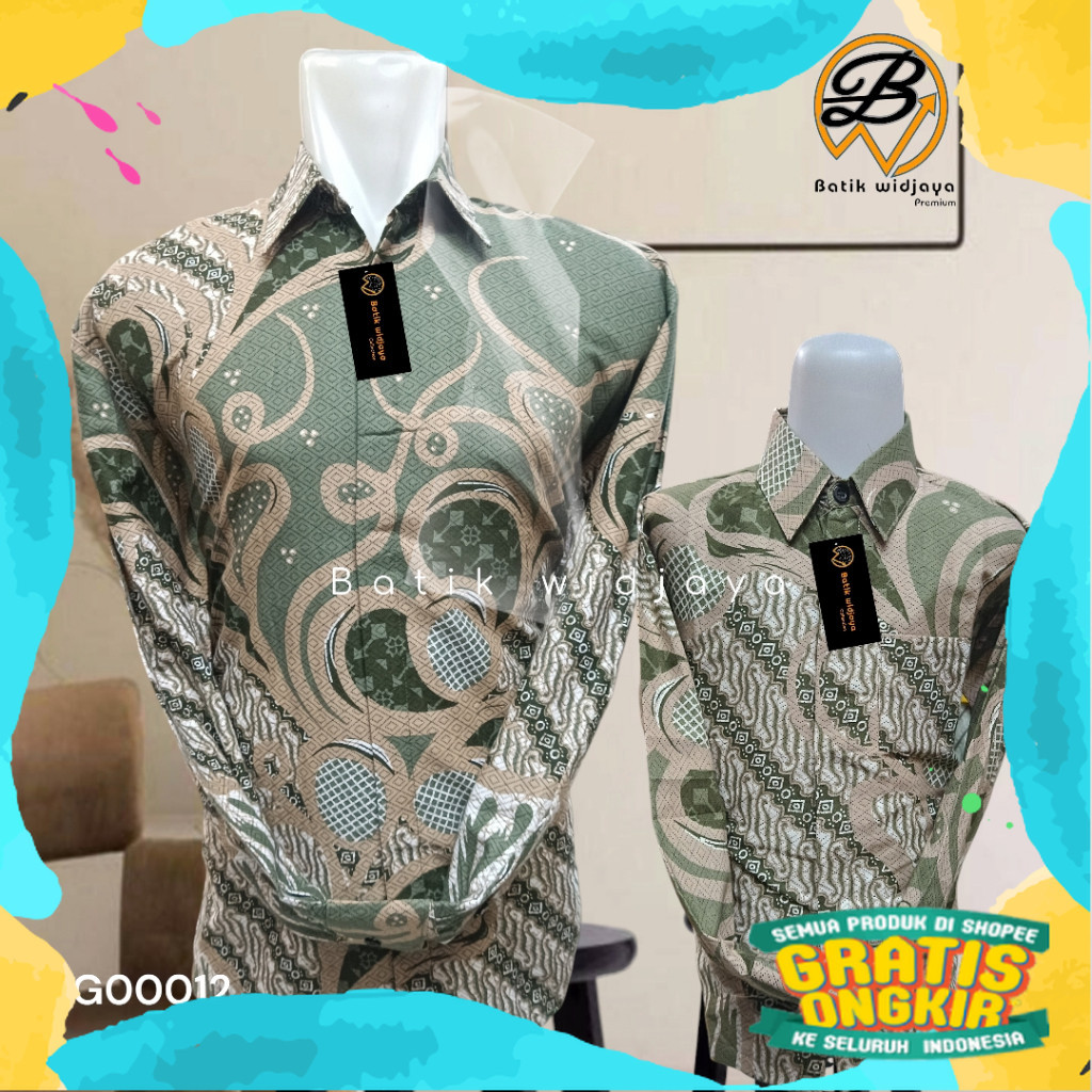 batik couple ayah anak katun premium COD/BATIK COUPLE AYAH ANAK HIJAU SAGE PREMIUM/ 2024