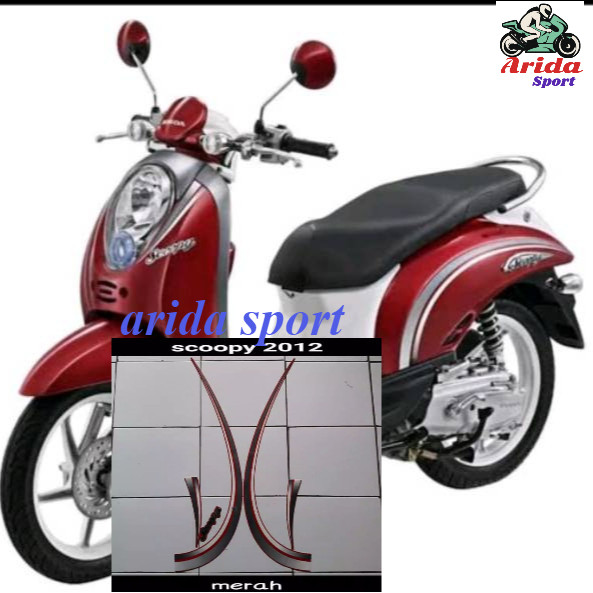 striping stiker  honda scoopy  karbu lama thn 2010 2011 2012 full merah putih motif striping origina