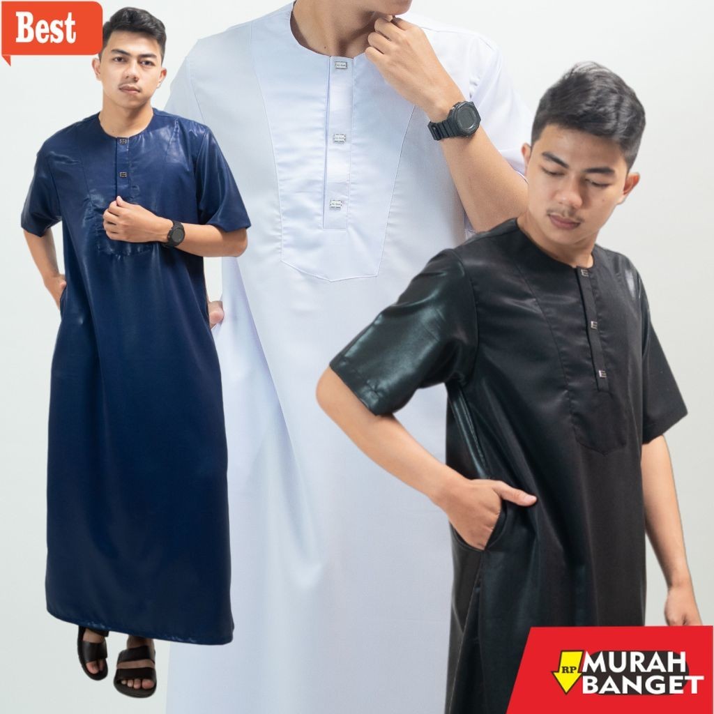 Baju timur tengah pria- JUBAH PRIA DEWASA PREMIUM ASY SYAFIQ / JUBAH PRIA LENGAN PENDEK gamis cowok 