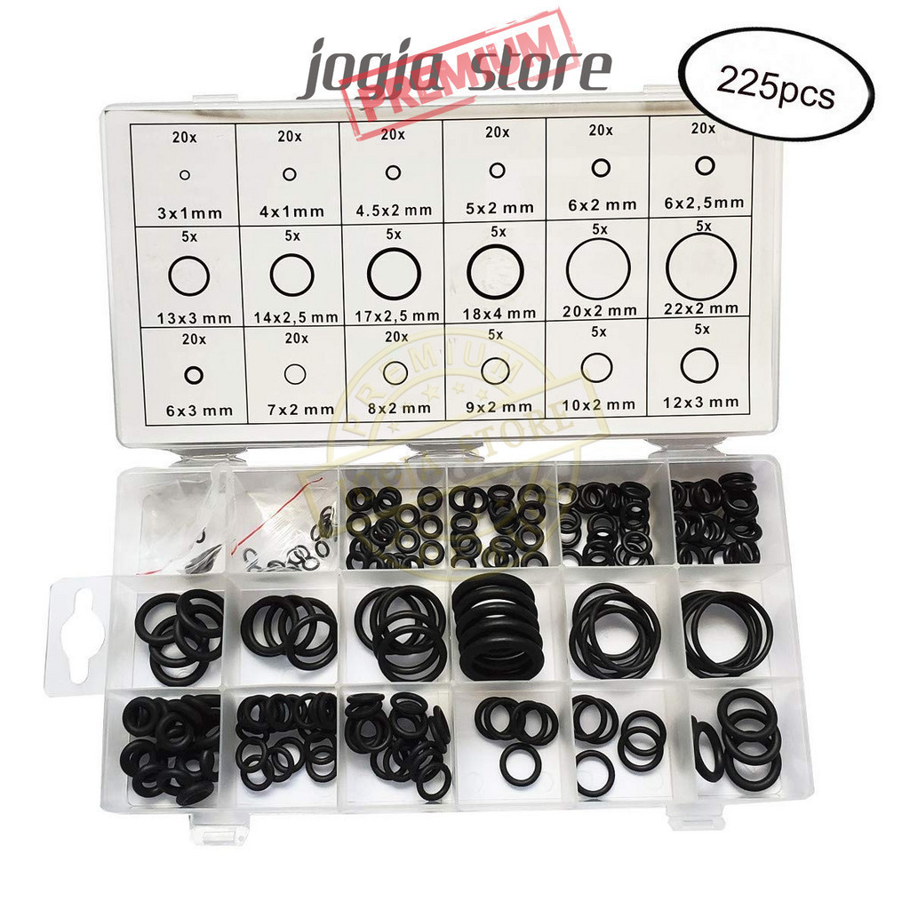 Karet Rubber O Ring Oring Seal Karet Pengencang Segel Anti Bocor 225Pc