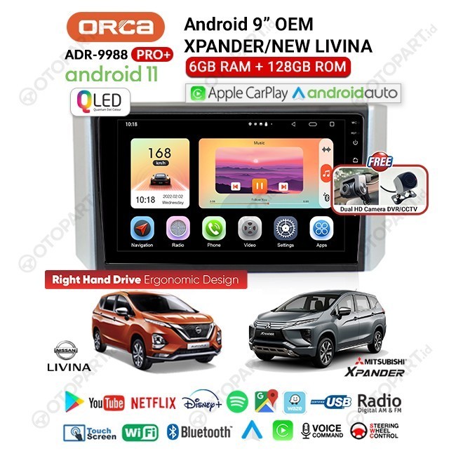 Head Unit TV Android 9″ inch PRO DVR Xpander/New Livina ORCA (4+64G)