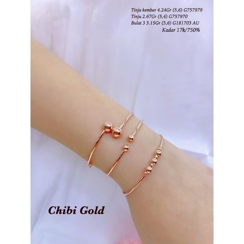 CHIBI GOLD - Gelang tangan Bangle Tinju Besar  kecil emas 750 kadar 17k - chibigold