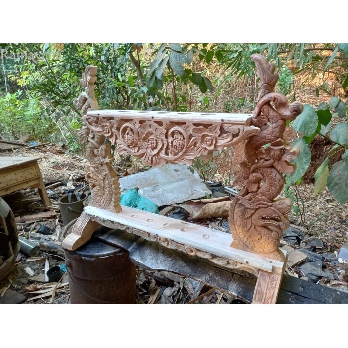 

termurah jagrak keris isi 5 naga kembar ukir jati alus kamarogan bk m Antik