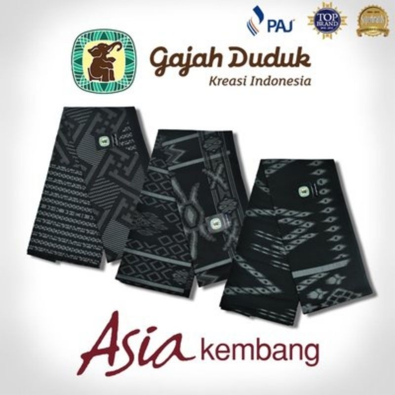 SARUNG GAJAH DUDUK ASIA KEMBANG HITAM SARUNG MOTIF BALI
