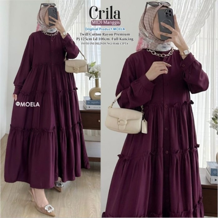 PROMO Gamis Midi Ps Moela Berlabel Original Outfit Hijab Korean Style Jumbo
