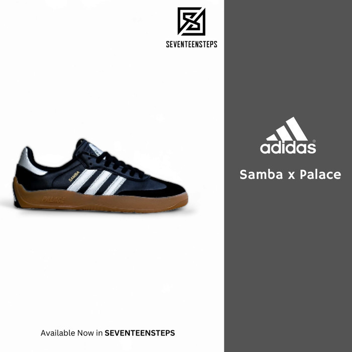 Sepatu Adds Puig Samba x Palace Black Silver Gum Original