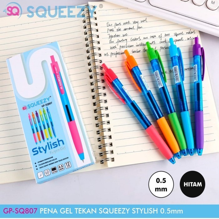 

Pulpen Gel Tekan Warna | Gel Pen Click Colour SQ 0.5mm SQ807 (1Pck)