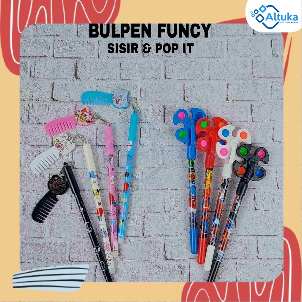 

Bulpen Gel / Ballpoint / Pen Funcy Lucu Sisir Spiner Pop It