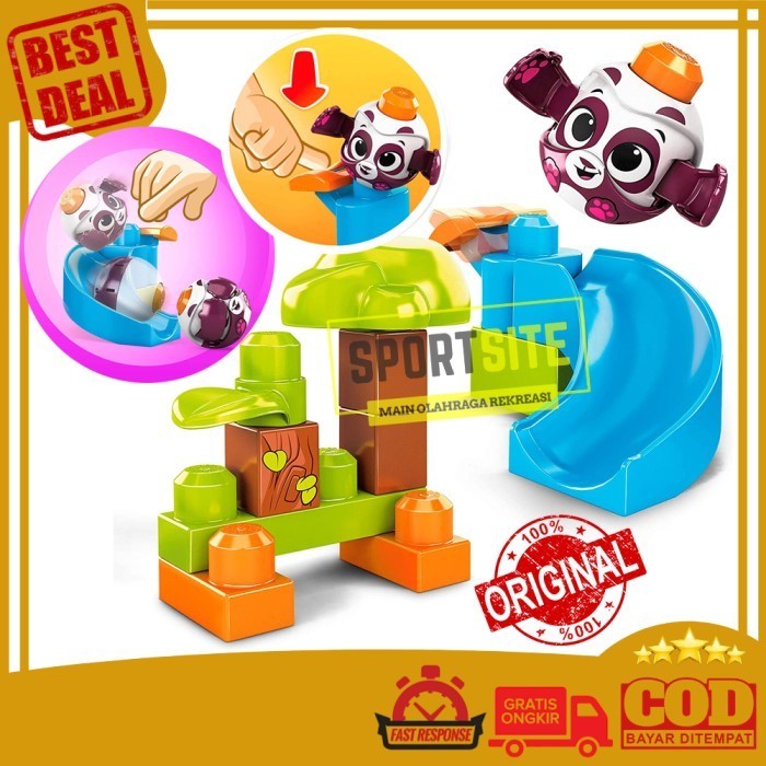Mega Bloks Peek a Blocks Panda & Penguin Slide Balok Mainan Anak - Panda Slide -KA67