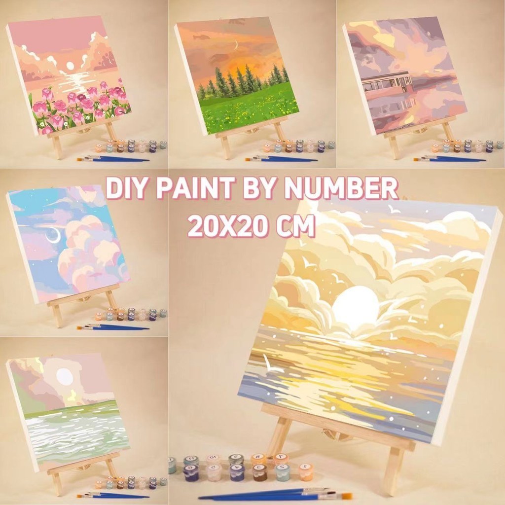 

Pus DIY Paint By Number 20CM Kit 1 Set Kanvas Lukis Nature Bunga Series DIY Paint By Number With