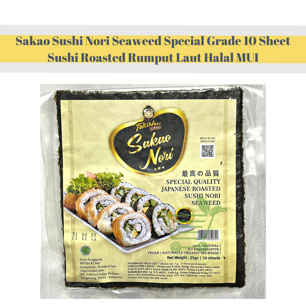 

Sakao Sushi Nori Seaweed Special Grade 10 Sheet - Sushi Roasted Rumput Laut Halal MUI