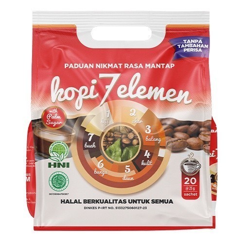 

KOPI 7 ELEMEN HNI HPAI KOPI SEVEL 20 SACHET 500GR EXP 2025 AFR98