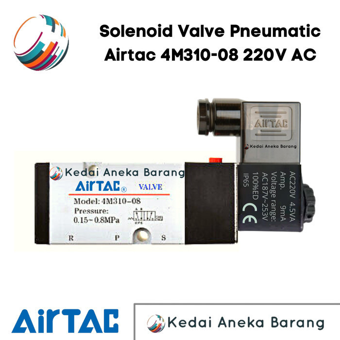 Solenoid Valve Airtac 4M310-08 4M310 08 220V AC / 24V DC Pneumatic - 220V AC