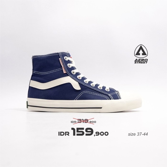 Aerostreet 37-44 Jhosse High Navy Natural - Sepatu Sneakers Casual Sekolah Pria Wanita Aero Street