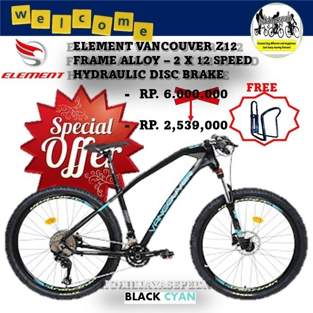 HOT PROMO SALE Sepeda Gunung 27,5 Police MTB Vancouver Z12 2 X 12SPEED BY element - black cyan