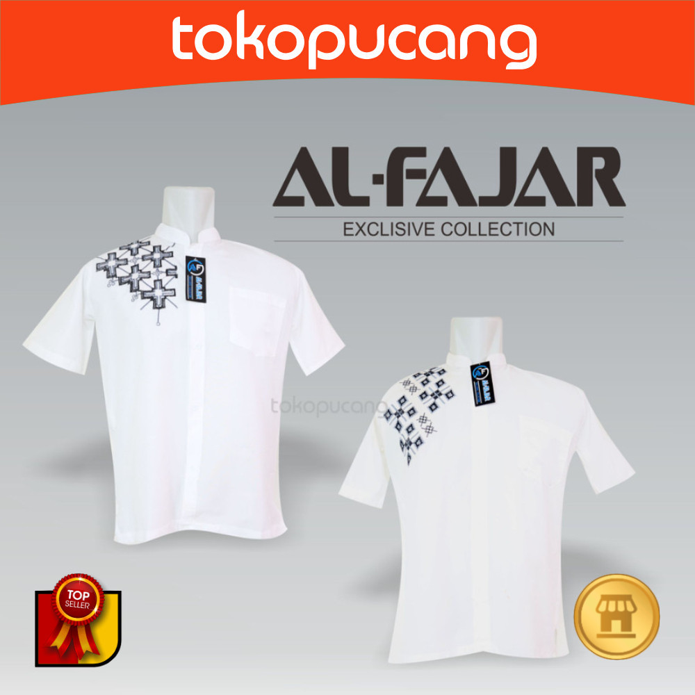 Baju Koko Al-Fajar Baju Atasan Pria Muslim Lengan Pendek Koko Putih