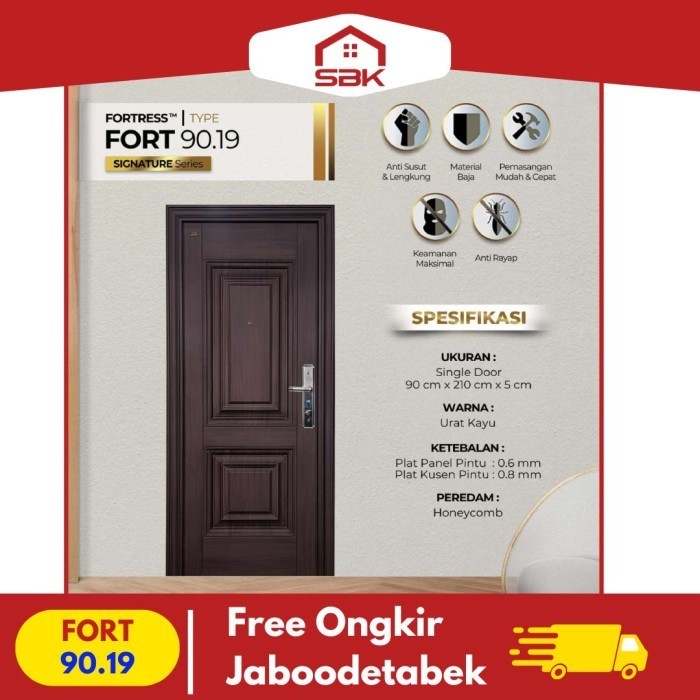 Pintu Kamar | Pintu Utama Baja 90x210 Fortress 90.19