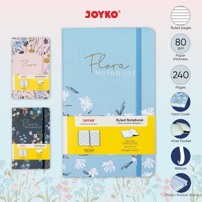 

Ruled Notebook Buku Catatan Bergaris Agenda Joyko NB-726 A5 Flora