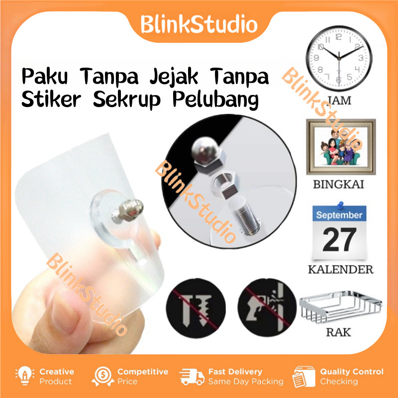 BlinkStudio Perekat Baut Dinding Tanpa Bor Paku Dinding Pengait Bebas Paku Kait Perekat Hiasan Dindi