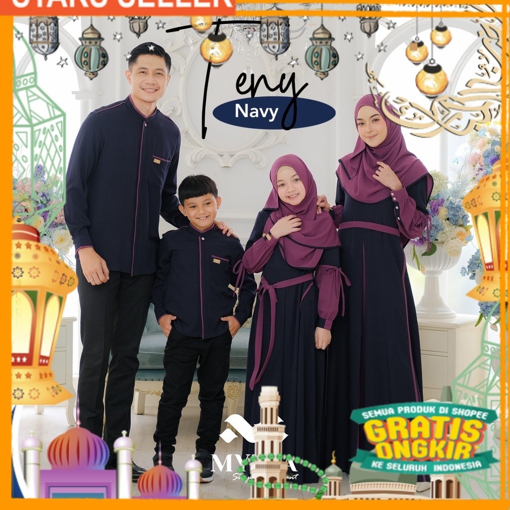 SARIMBIT KELUARGA TENY BY MYZTA INAYA FAMSET FAMILY ORIGINAL GAMIS IBU ANAK SET HIJAB KOKO AYAH LENG