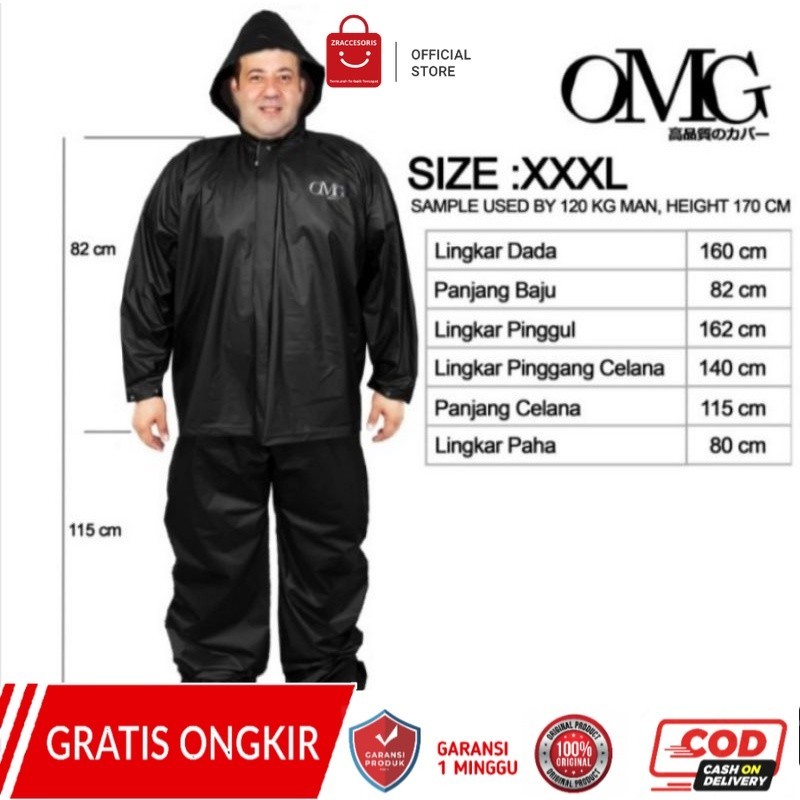 Jas Hujan Pria Jumbo Big Size XXXL Mantel Dewasa Set Setelan Besar Orang Gemuk Tebal Bagus Murah