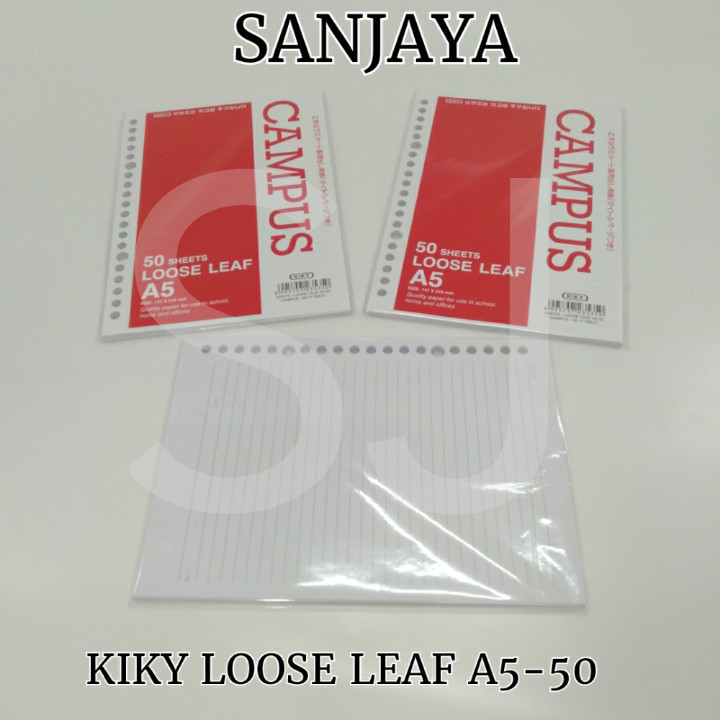 

(HASANS HOME)Kiky Loose Leaf Isi Binder A5 Putih 50 Lembar / Kertas Garis Isi Binder / Kiky Loose Leaf A5-50