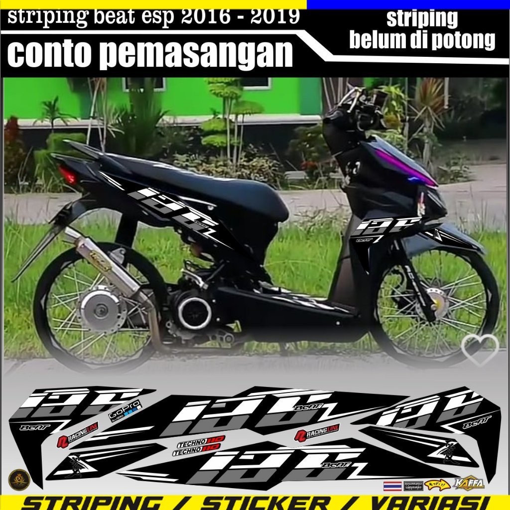 VARIASI LIST Striping Beat Esp / New List Simple Stiker Variasi Hitam SETIKER