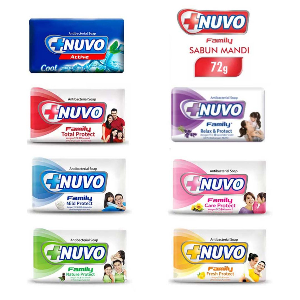 NUVO FAMILY BAR SOAP 76gr SABUN MANDI BATANG BATANGAN CARE FRESH NATURE TOTAL MILD PROTECT PINK KUNI