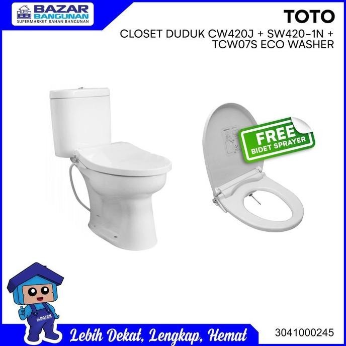 FROMO SPESIAL CLOSET KLOSET TOILET DUDUK ECO WASHER TOTO CW 420 JP J CW420J COMPLETE SDGFSD654