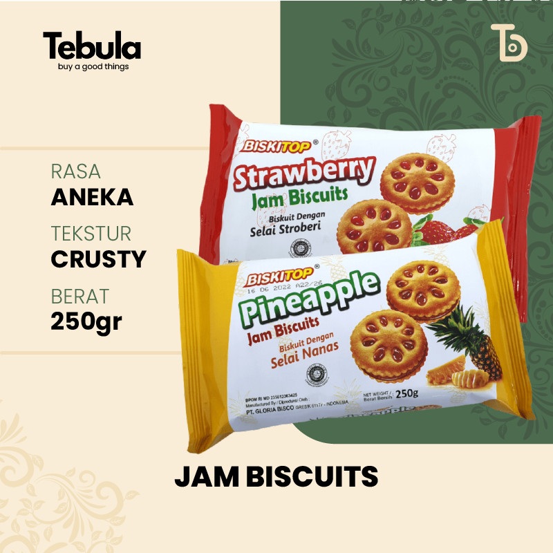 

[ TEBULA ] - BISKITOP JAM 250g Biskuit Biskitop Rasa Buah Nanas Strawberry Snack Biscuit Anak Cemilan Murah