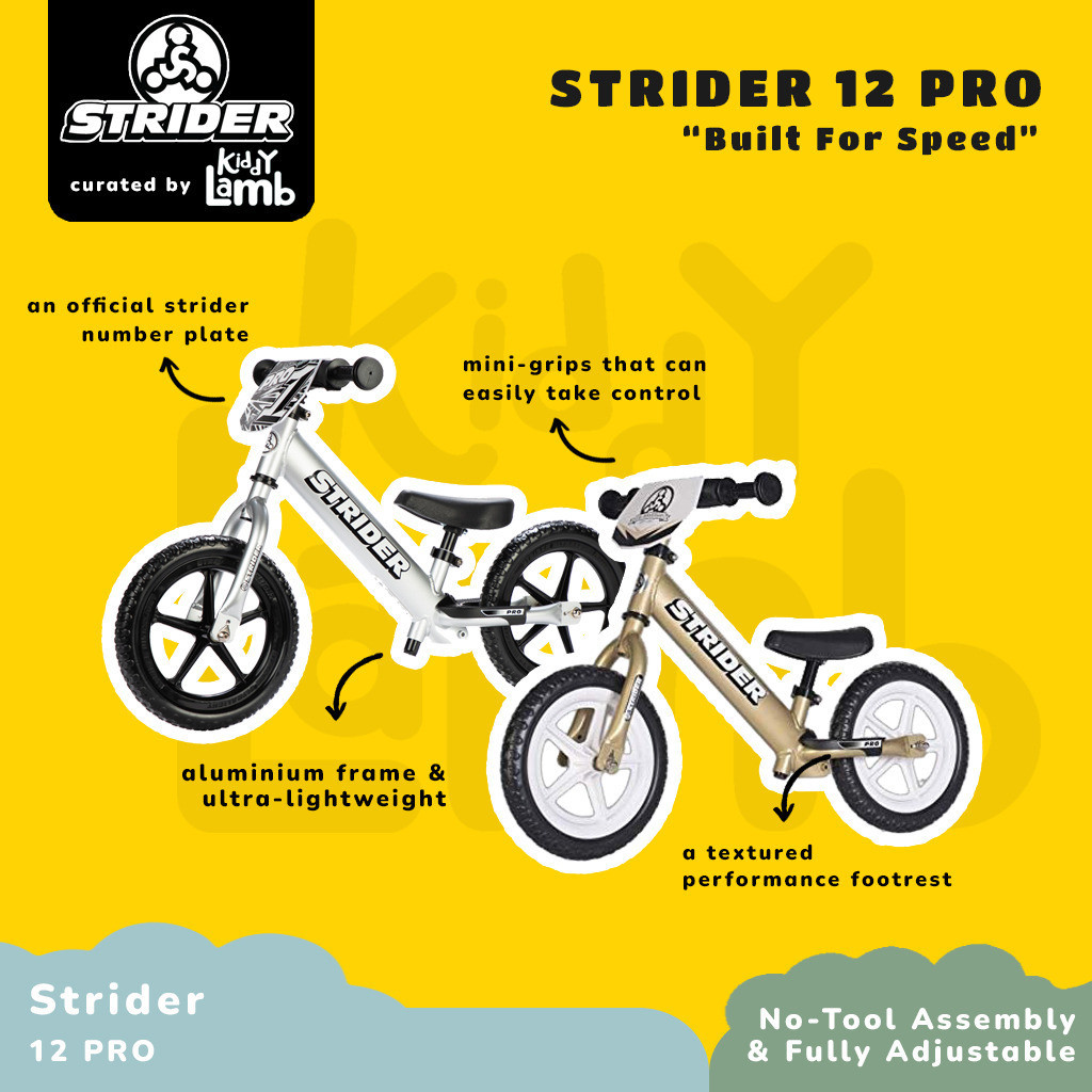 Strider 12 Pro Balance Bike / Sepeda Keseimbangan Bayi Anak Toddler / Pushbike 12x Aluminum  - KIDDY