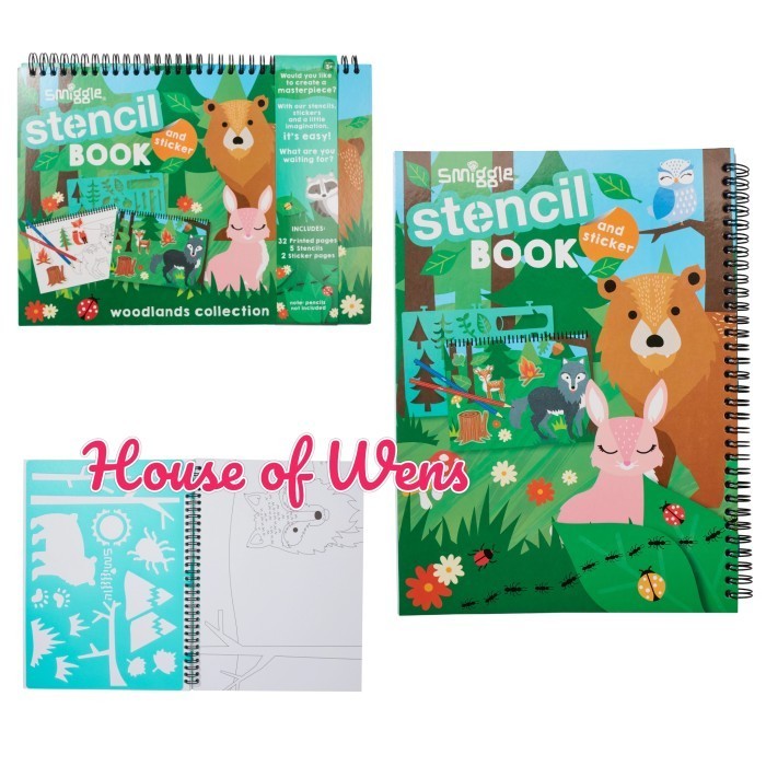 

SMIGGLE WOODLANDS STENCIL ACTIVITY BOOK ORIGINAL - BUKU AKTIVITAS SENI