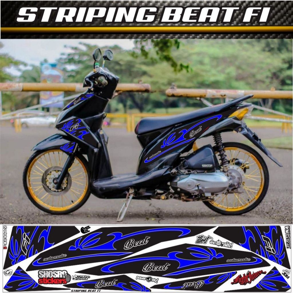 VARIASI SIMPLE STRIPING HONDA BEAT FI 2013 / 2014 / 2016 STRIPING BEAT FI VARIASI STIKER STRIPING BE